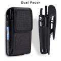 Nylon Waterproof Dual Pouch 2 Phone Belt Clip Case Holder For iPhone 15 14 13 12 Pro XS Max 7 8 Plus Men Tool Waist Bag Holster.