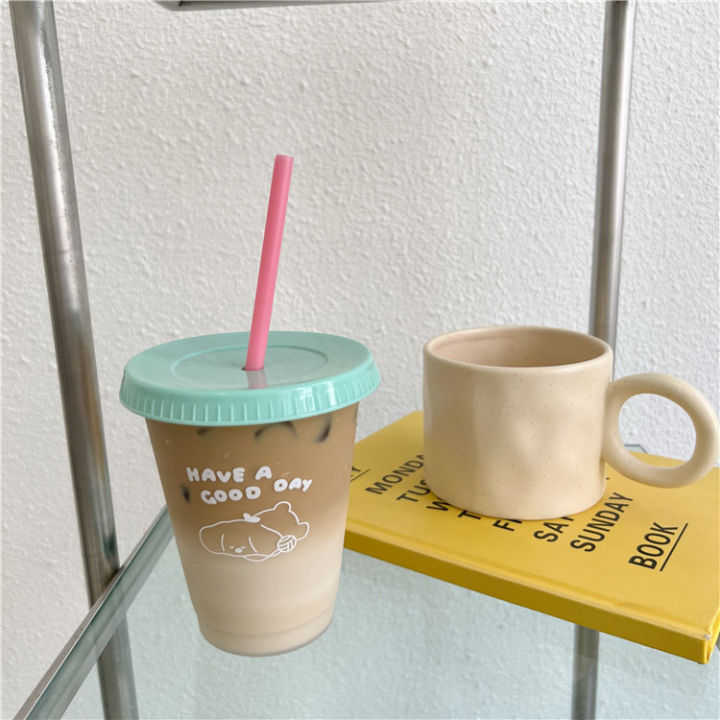 Copyright%20Korean%20style%20niche%20cartoon%20dog%20summer%20coffee%20plastic%20straw%20large%20capacity%20portable%20cup%20-%20Image%202