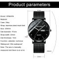 Crnaira Men Watch Stainless Steel Quartz Watches Calendar Luminous Waterproof Wristwatch. 