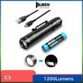 Wuben C3 type-C rechargeable LED flashlight high-powerful Troch light 1200lm with battery Waterproof camping lantern.