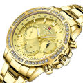 NAVIFORCE NF9196 Golden Stainless Steel Chronograph Watch For Men - Golden. 