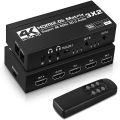 KuWFi 4K/60Hz HDMI Switch Remote 3x2 Switcher Dual Audio Extractor 2.0b Matrix Splitter for PS4/5 Xbox TV DVD HD player-black. 