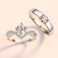 Fashion Adjustable Zircon inlaid Couple Rings for Women Men Wedding Ring Jewelry Gift.