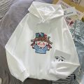 Sweater Hooded Girls' Spring and Autumn New Korean Style Cartoon Printed Student Pullover Top Middle and Big Children's Coat Fashion. 