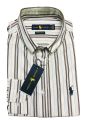 Man's cotton shirt full sleeve Ralph Lauren Slim Fit Striped Shirt- Beige Striped.