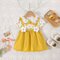 Summer New Baby Girls Dress Lapel Lace Ruffles Sweet Cute Little Flower Floral Floral Print Sweet Princess Dress.