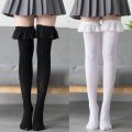 Womens Japanese Anime Thigh High Socks Lolita Gothic Lace Ruffles Trim Stockings.