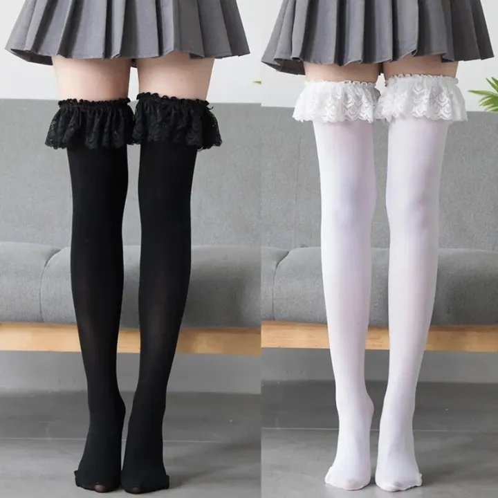 Womens%20Japanese%20Anime%20Thigh%20High%20Socks%20Lolita%20Gothic%20Lace%20Ruffles%20Trim%20Stockings%20-%20Image%202
