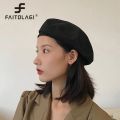 Cotton Women Berets French Vintage Octagonal Cap Artist Streetwear Elegant Lady Painter Hat Soild Color Fashion Girl Beanies. 