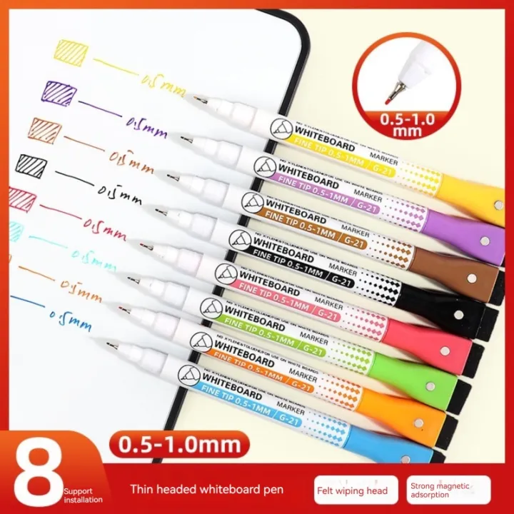 8%20Colors%200.5mm%20Magnetic%20Dry%20Erase%20Markers%20Whiteboard%20Marker%20Pen%20Office%20School%20White%20Board%20Stationery%20Extra%20Fine%20Tip%20Colored%20Pens%20-%20Image%202