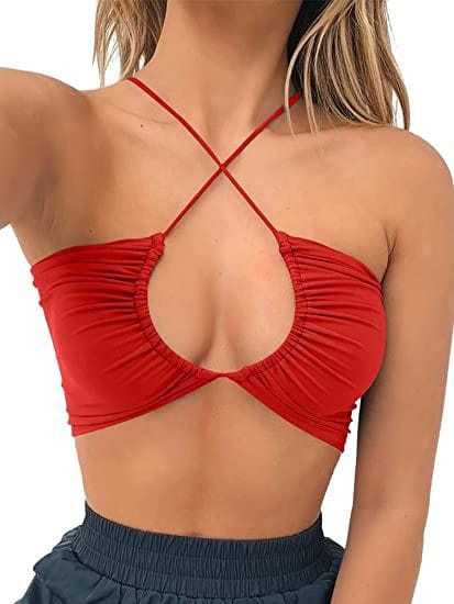 halter top made by Ribbed Cotton Fabric