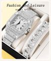 Elegant and Luxurious Set of Diamond Bracelet Watch and Wrist Watch for Women.