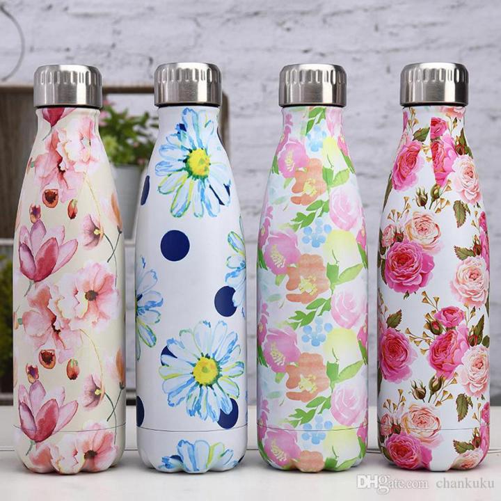 Customize Stainless Steel Thermos Flask Floral Water Bottle BPA free Tea  Coffee Insulated Cup Sport Gym Drink Bottle