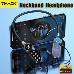 Bilashmart Timack® Wireless Neckband Bluetooth Earphones With LED display screen HiFi Music Sports Gaming Headset Magnetic Hanging Neck Headphone