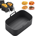 2Pcs Silicone Pot for Air Fryer Reusable Silicone Air Fryer Liner Foldable Basket Air Fryer Rack with Handles Black.