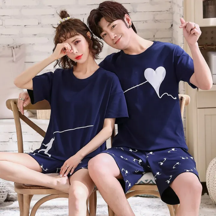 Couple%20Nightwear%20Suit%20Summer%20Sweet%20Cute%20Short%20Sleeve%20Pajamas%20Heart%20Pattern%20Homewear%20Men%20Plus%20Size%20M-3XL%20Cotton%20Pijamas%20Mujer%20-%20Image%203