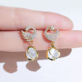 Fashion Sparkling Swan Crystal Swan Drop Pendant Earrings Women Exquisite Sweet Temperament Girls Jewelry. 