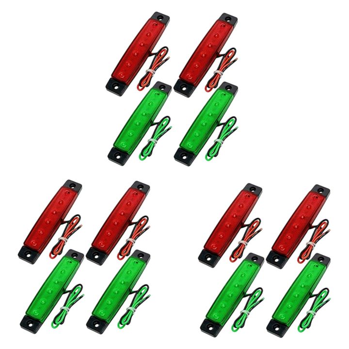 12Pcs Red Green Boat Navigation LED Lights Stern Lights Boats Light 12V