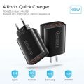 USB Type C Quick Charger 4 Ports QC3.0 4.0 PD Mobile Phone Fast Power Adapter For iPhone iPad Samsung Xiaomi Huawei Wall Charger. 