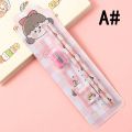 5Pcs Cute Cartoon Pencil Set Sharpener Eraser Ruler Set Gift for Kids School Office Writing Supplies Stationery. 