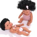 【The road to happiness Store】35CM Black Skin Reborn Dolls Toys Full Body Silicona Silicone Curly Hair Kids Baby Bath Toys Companion Bebe Dolls. 