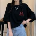 Pure Cotton ins Short T T-shirt Female Harajuku Style Student Summer New Korean Style Loose Black Figure Flattering Short Sleeve Top Fashion. 