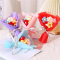 Colorful Crochet Bouquet Elegant Lightweight Hand Knitted Artificial Flower Mini Size Flower Arrangement for Valentine Wedding. 