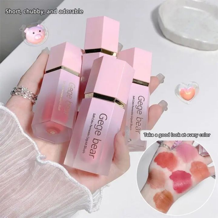 Matte Rouge Six Colors Available Blush Stick Liquid Cosmetic Monochrome Blush Water Drop Brush Head Blush Facial Products Boxed