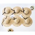 Custom Name Floppy Hats with Black Ribbon Honeymoon Beach Hat Personalized Summer Party Wide Brim Sun Hat Bachelorette Gift.