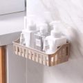 Bathroom Storage Shelf plastic toilet bathroom wall hanging storage rack basket no trace stickers.