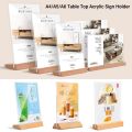 Creative Acrylic Table Top Sign Holder Double Sided A4/A5/A6 Menu Display Stand with Wood Base Picture Card Frame Wedding.
