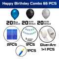 Premium Blue Birthday Decor Set: Banners, Curtains, Metallic Balloons, Pumper, Arch with Glue Dot Tape - Complete Package - (Pack of 66 Pcs). 