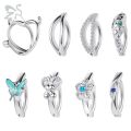 ZS 1 Piece Butterfly Shape 14G Belly Button Ring CZ Crystal Navel Piercings Click Reverse Curved Navel Barbell Body Jewelry 10MM.