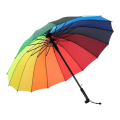 RAISA Rainbow Fashionable Long Handle 16 Ribs UV Block Layer Windproof Dual Sunny and Rainy Umbrellas.