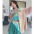 French Super Fairy Senior Elegant Long Sleeve Blouse Women's Early Autumn Thin Design Sense Macaron Color Series Patchwork Shirt. 