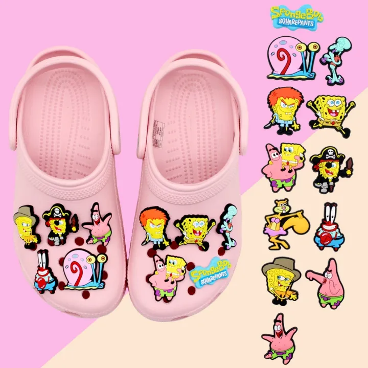 SpongeBob SquarePants 1pcs Jibbitz cute Crocs cartoon anime shoe charms DIY decorate Slippers Accessories PVC Kids X-mas Gifts apply to Wristband Backpack