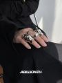 Punk Armour Rings Punk Gothic Rock Scroll Joint Armor Knight Metal Multilayer Finger Rings Cosplay Jewelry.