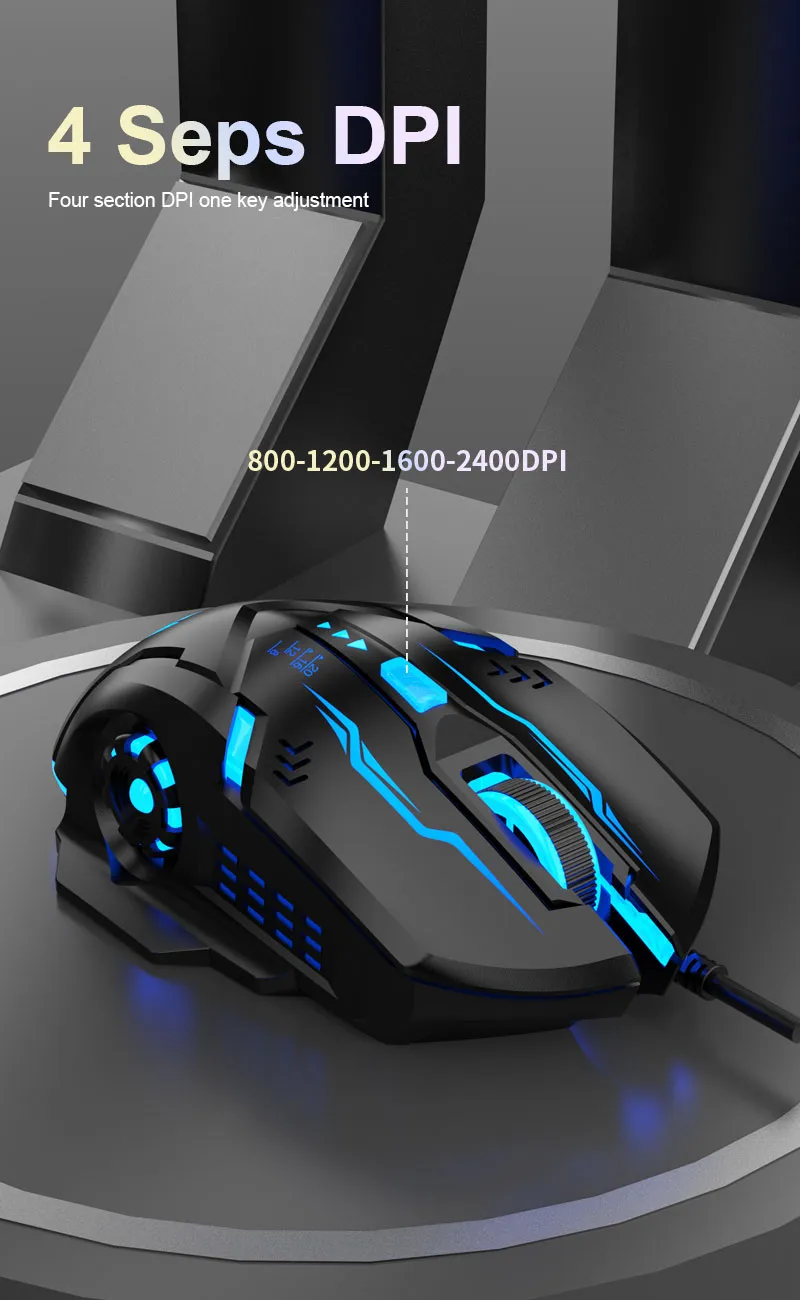 GAMING RAIKU G703 6D Cool Luminous Braided Cable Gaming Mouse ...