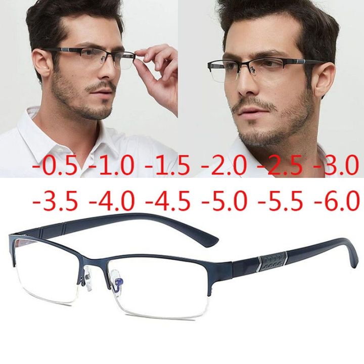 Half Metal Frame Nearsighted Glasses Unisex Myopia 0 -0.5 -1 -1.5 -2 -2.5 -3 -4 -5 -6 Finished Products Number Degrees Glasses