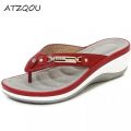 Women's Slippers Summer Metal Button Slides Shoes Wedges Leisure Flip Flops Wedge Beach Sandals Women Outside Platform Slippers. 