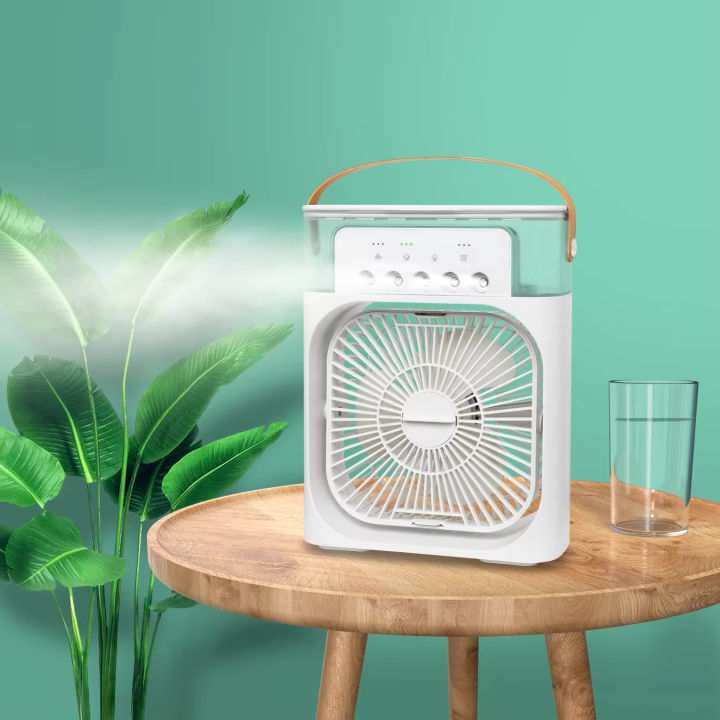 BreezeAuraX Mini Air Cooler Fan: 7-Color LED, Humidifier, Mist Maker, and Aroma Diffuser - 10W