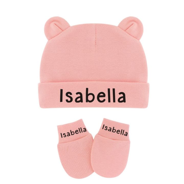 Custom%20Name%20Newborn%20Baby%20Cotton%20Beanies%20Hospital%20Hat%20and%20Mittens%20Set%20Solid%20Candy%20Color%20Stretchy%20Infant%20Warm%20Cap%20Gloves%200-1%20Years%20-%20Image%202