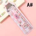5Pcs Cute Cartoon Pencil Set Sharpener Eraser Ruler Gift for Kids School Office Writing Supplies Stationery.