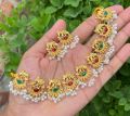 Ethnic Elephant Motif with Ruby & Emerald Stones and White Pearl Drops Temple Choker Necklace Set for Women Fashion jewelry.