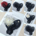 Back of the lazy person twisted and pinched meatball head plate artifact, 2024 new mesh hair clip headpiece, female headdress flower.