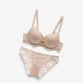 Beige Bra & Panty Lingerie Set - Comfortable Skin Color Design. 