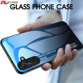 PlusCase for Samsung Galaxy M15 / F15 5G Case Glass Hard Gradient Painted Shockproof Phone Back Cover.