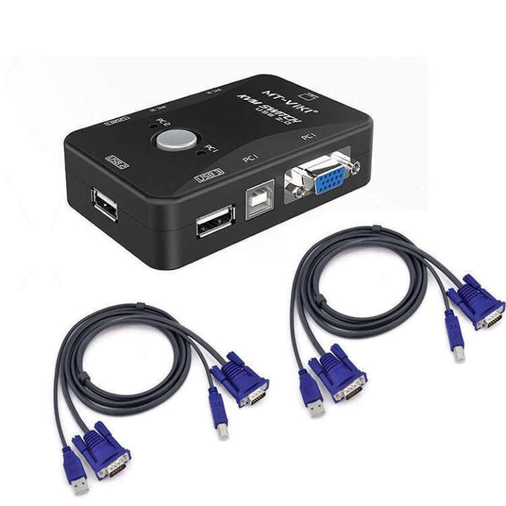 KVM 2 Port USB HD Computer Keyboard Mouse Host Sharer 2 in 1 VGA Switch