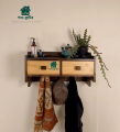 GOLDEN OAK Wall Shelf with Drawers & Key Holders WSDK 001.