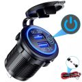 Quick Charge 3.0 Dual USB Fast Car Charger Socket Accessories Waterproof 12V/24V QC3.0 Power Outlet with Touch Switch Led Light. 